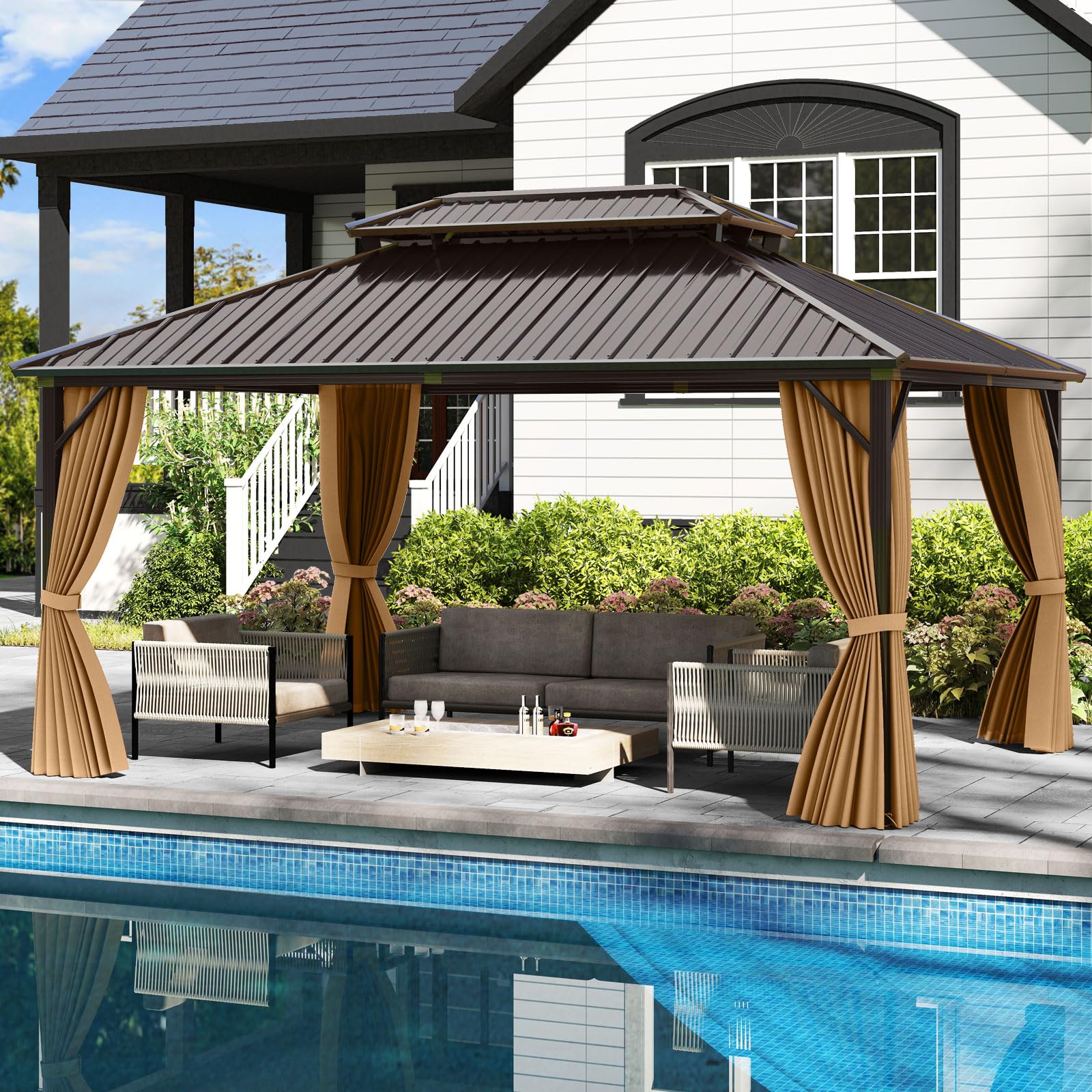 Tangkula 12x16 FT Hardtop Gazebo for Patio Garden Deck Lawn